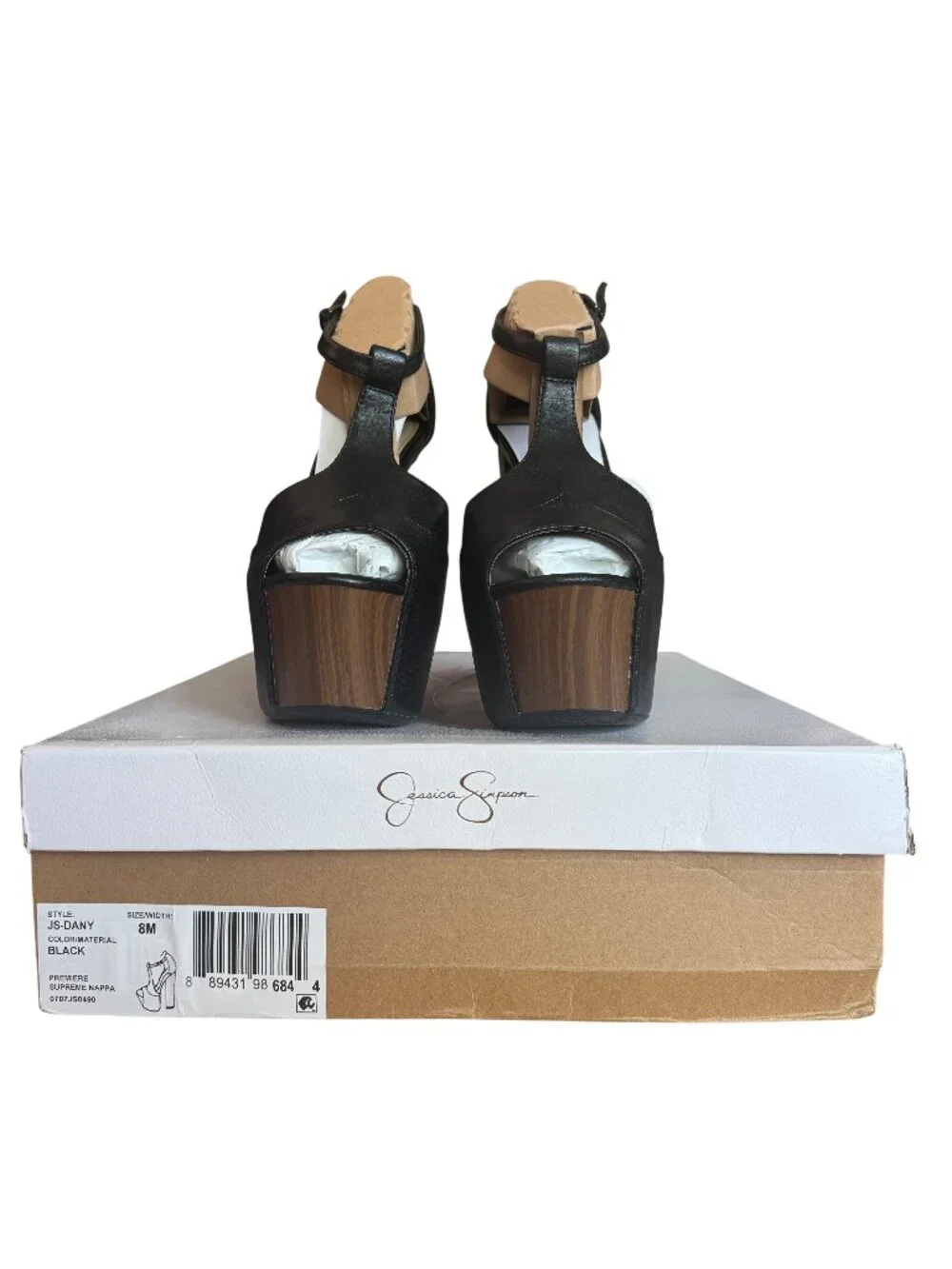 Jessica Simpson Dany T-Strap Platform Sandal Black 8M Never Worn w/ Box FLAW